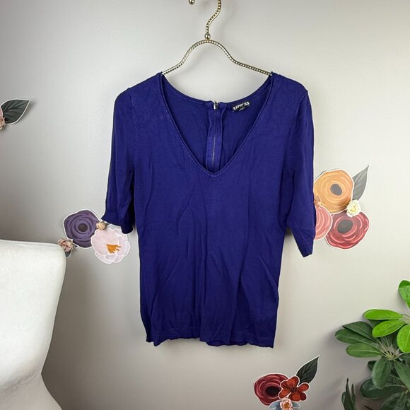 Express Blue and Gray Sweater with Zipper Back Set (2 Tops) - Size - Medium - Picture 6 of 9